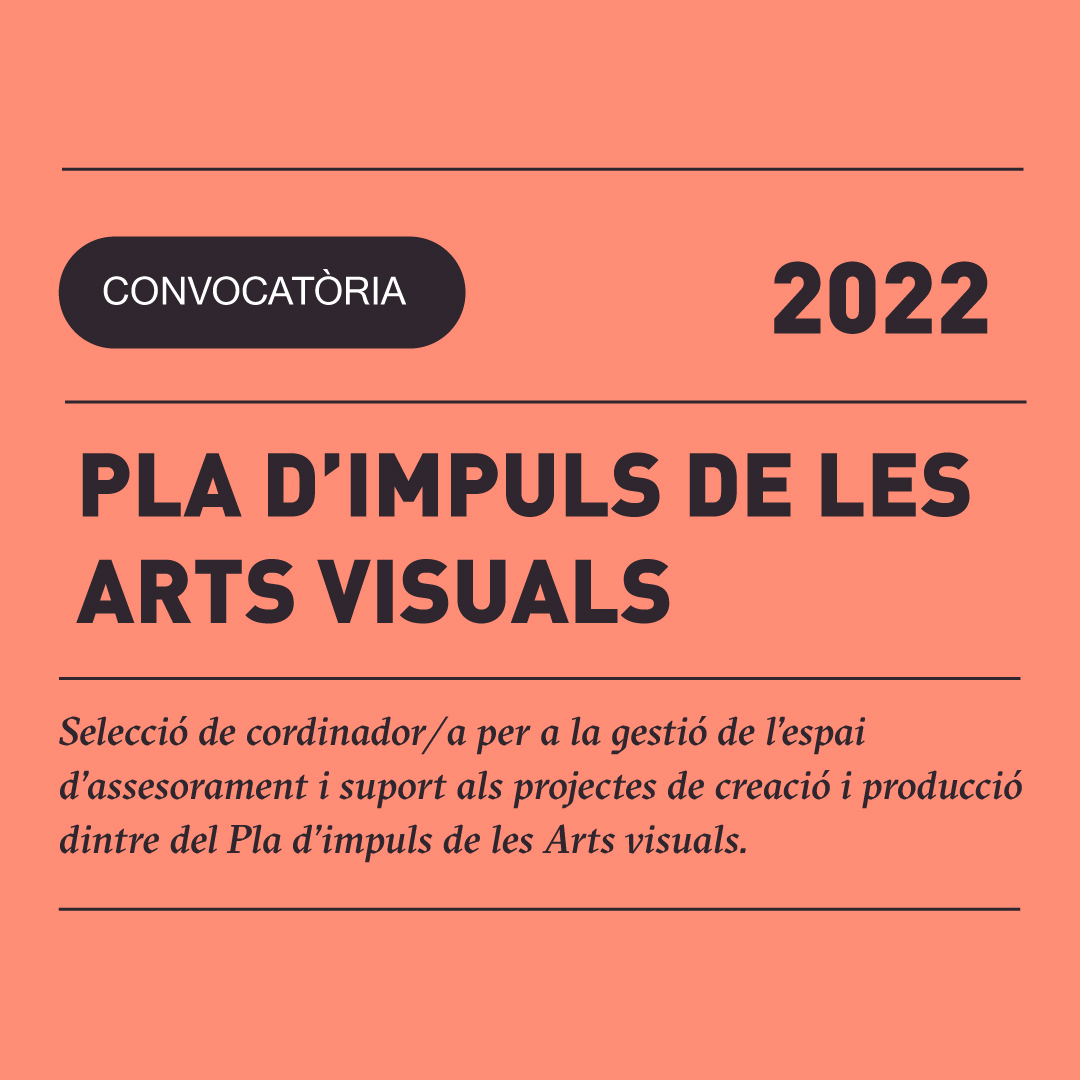 25.07 | CONVOCATÒRIA PER A SELECCIONAR UN COORDINADOR/A  PER A LA GESTIÓ DE L’ESPAI D’ASSESSORAMENT I SUPORT ALS PROJECTES DE CREACIÓ I PRODUCCIÓ